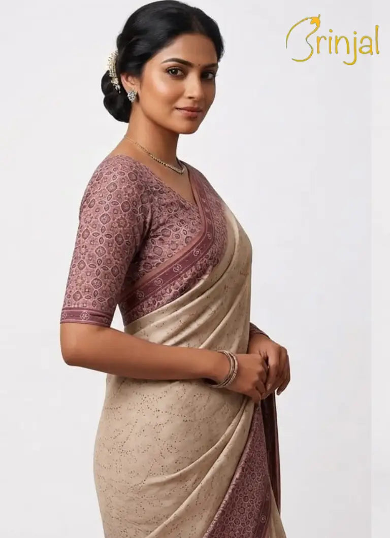 Classic Beige Olive Jamdani Saree