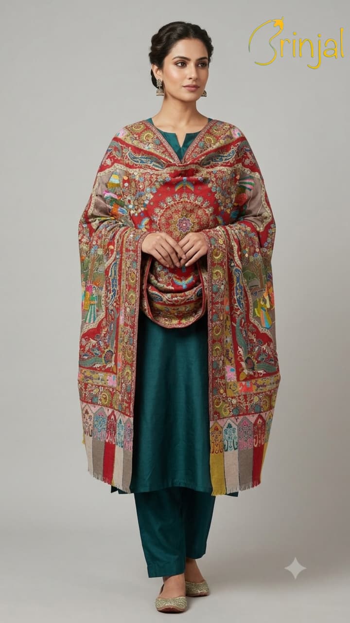Pure silk by wool shawl