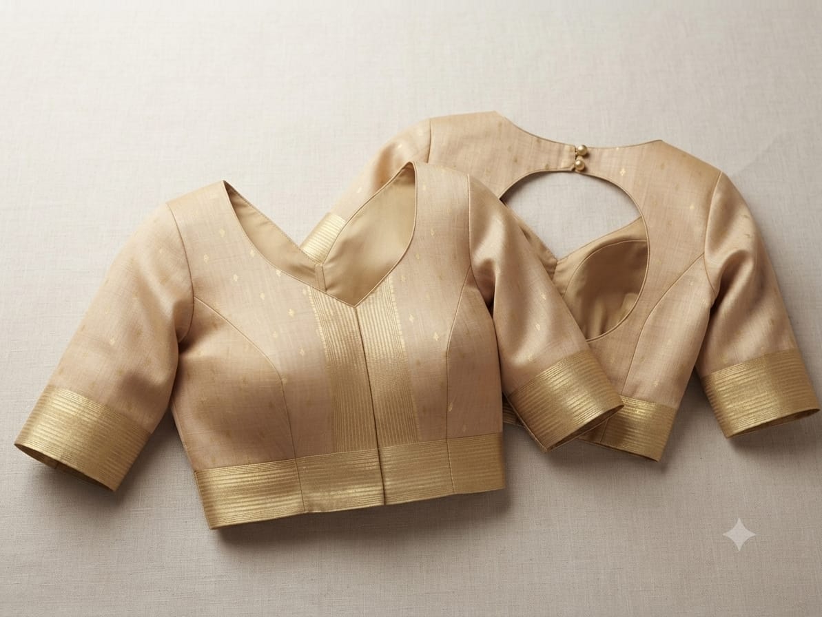 Beige Golden Tussar Silk Saree