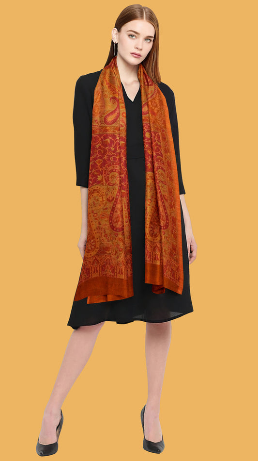 Rust Silk Wool Stole SW 8872