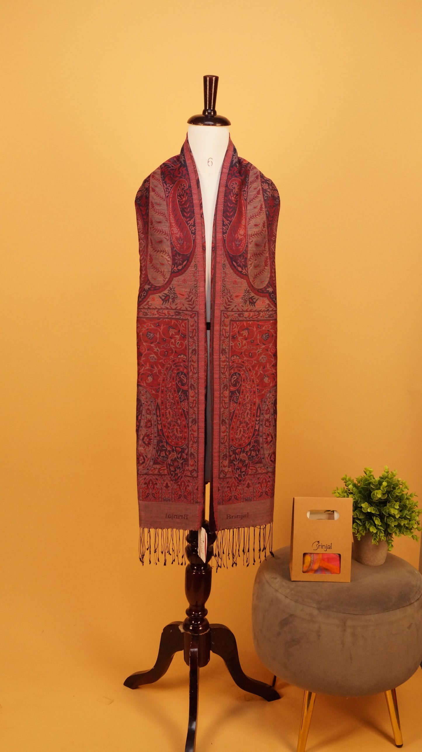 Brick Red Stole SW 8872 8%wool 92%silk 70cmx200cm