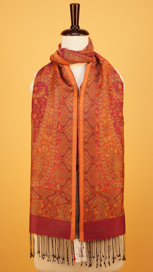 Light Orange Stole SW 6626 Fringes 20% silk 80% wool 70cmx200cm