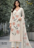 BRINJAL Floral Embroidery Premium Unstitched Suit Set