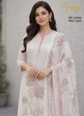 Brinjal Elegant Floral Embroidered Unstitched Suit Set