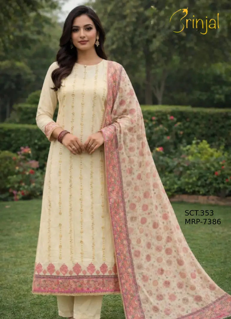 BRINJAL Cotton Silk Unstitched Suit
