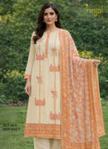 BRINJAL Cream COTTAN SILK Unstitched Suit