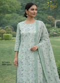 Elegant Sage Leaf Cotton Silk Suit Set