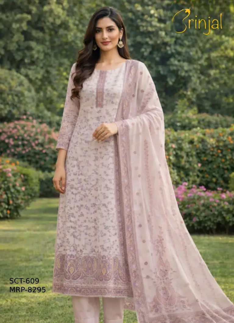 Elegant Cotton Silk Printed Suit Set