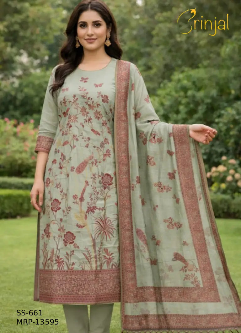 Pure Cotton Silk Woven Full Suit