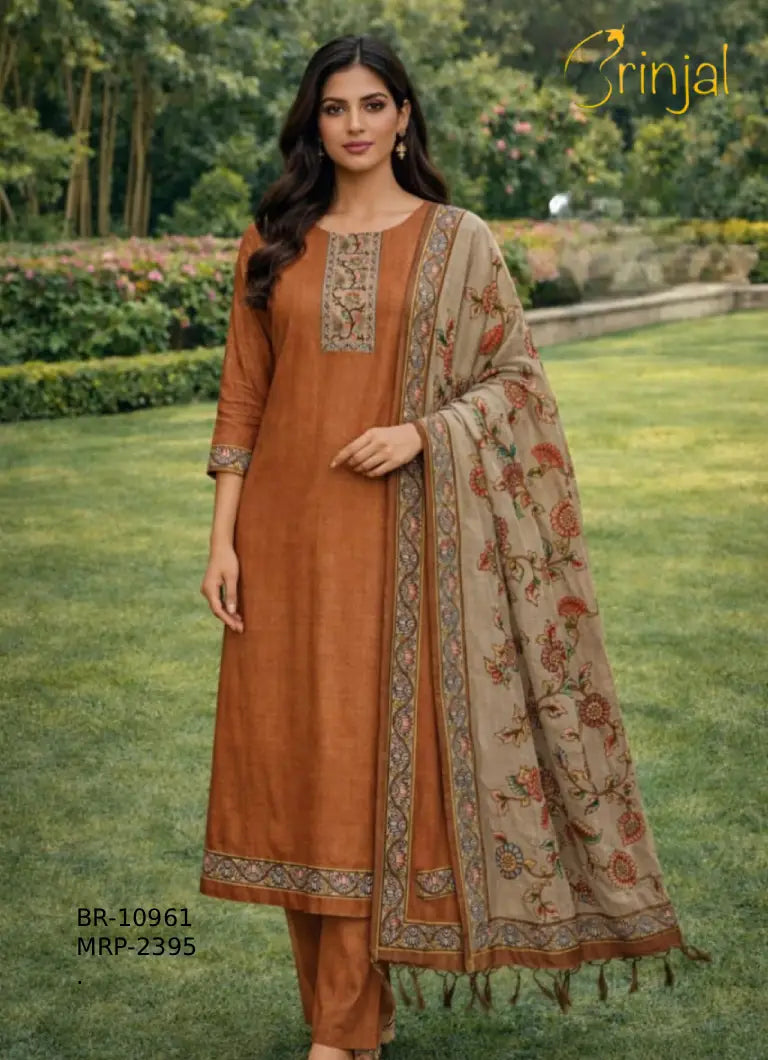 Rust Floral Print Suit