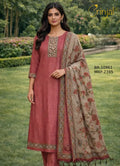Brinjal Floral Kashmiri Border Unstitched Suit Set