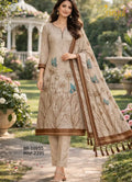 Brinjal Floral Butterfly Print Suit
