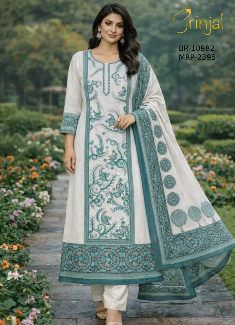 BRINJAL Premium Printed Unstitched Suit Set