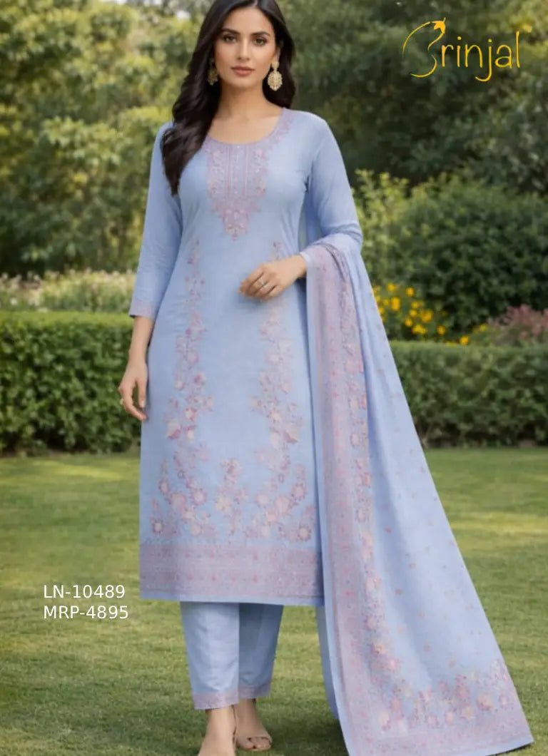 Pastel Blue Linen Suit Set