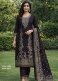 Brinjal Luxury Embroidered Linen Suit