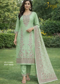 Pastel Green Linen Unstitched Suit set