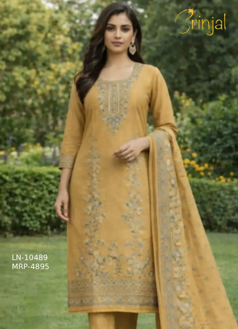 Elegant Mustard Pure Linen Suit Set