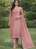 Premium Pure Linen Unstitched Suit Set – Dusty Rose