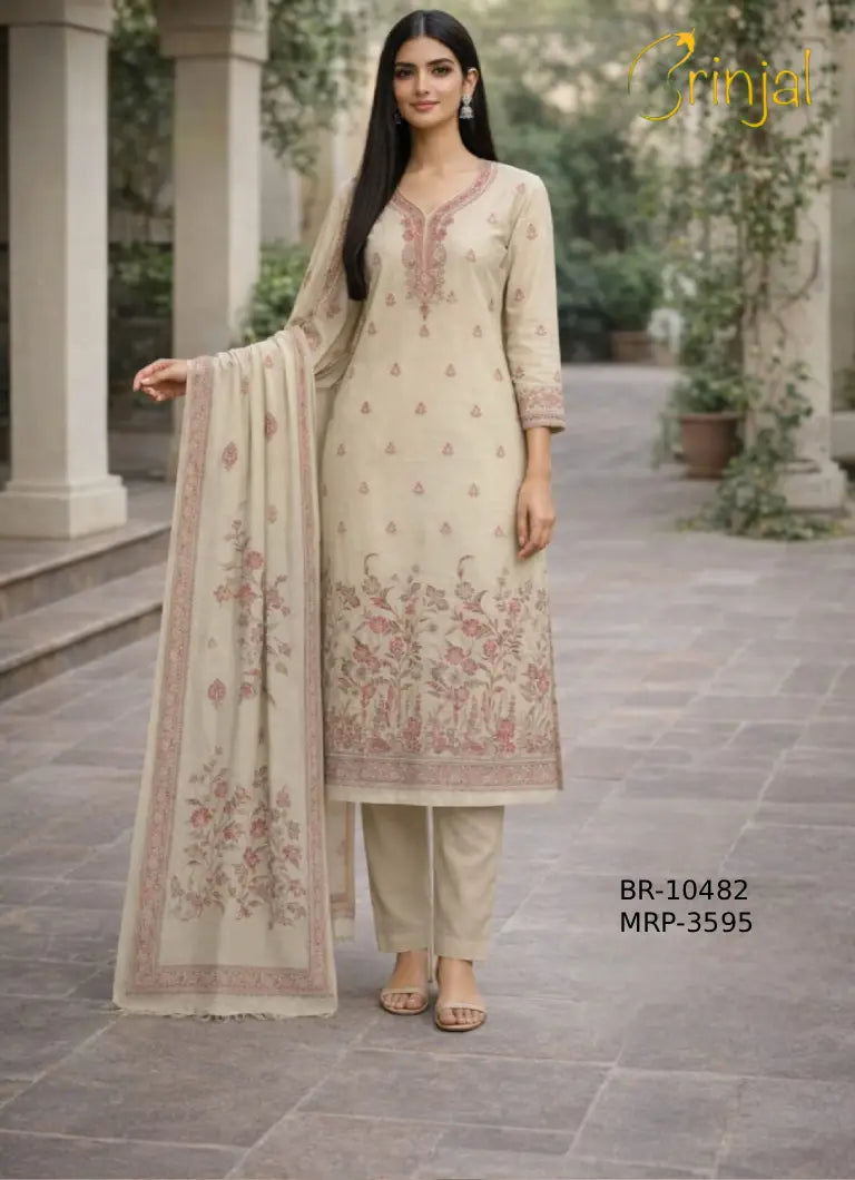 BRINJAL Pure Cotton Kashmiri Suit Set