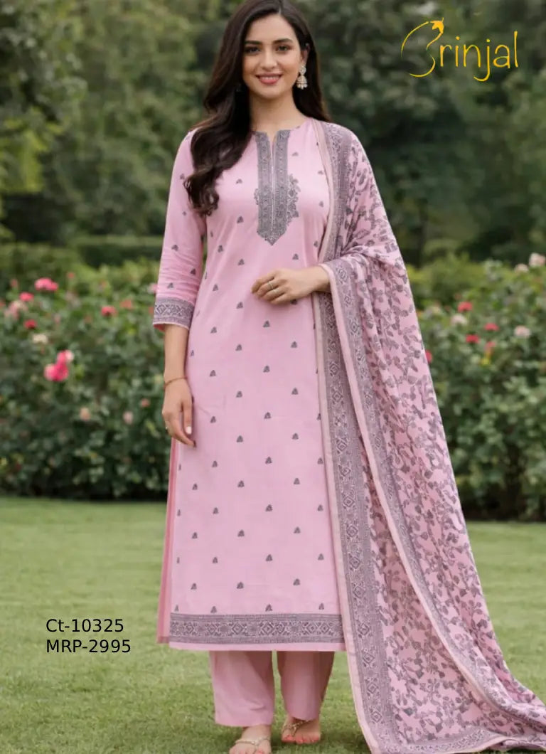 Elegant Pink Linen-Cotton Suit with
