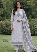 Elegant Grey Linen Cotton Unstitched Suit
