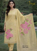 BRINJAL Yellow Floral Viscose Suit Set