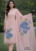 Floral printed  Pastel Peach Cotton Suit Set