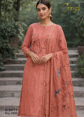 Peach Viscose Unstitched Suit Set