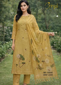 Mustard Embroidered Viscose Kurta Set