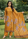 Mustard Chanderi Cotton Weaving Unstitched Suit Set