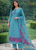Elegant Teal Chanderi Cotton Weaved Suit Set
