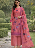 Pink Chanderi Cotton Floral Print Suit Set