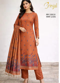 Rust Chanderi Cotton Weaved Unstitched Suit Set