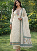Elegant Cream Chanderi Cotton Weaved Unstitched Suit