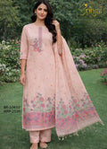 Hand-Woven Peach Chanderi Cotton Suit Set