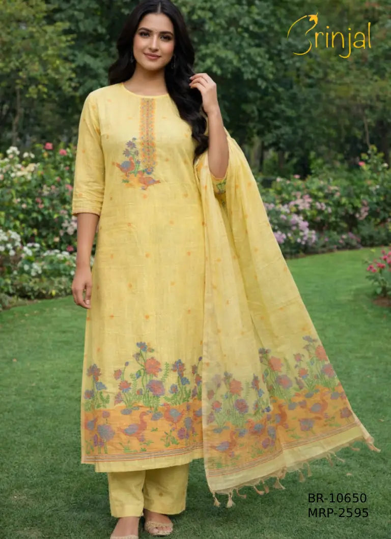 Sunshine Chanderi Cotton Weaving Unstitched Suit Set