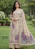 Brinjal Elegant Beige Unstitched Suit Set