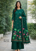 Jamdani Figure Suit - Bottle Green