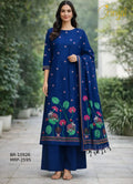 Blue Jamdani Motif Embroidered Suit Set
