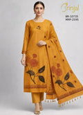Mustard Jamdani Floral Motif Unstitched Suit