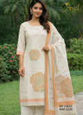 Elegant Floral Print Chanderi Cotton Unstitched Suit Set