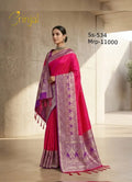 Brinjal Premium Banarasi Silk Weaving Saree – Rani Pink & Purple