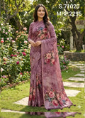 Mauve Floral Elegance Organza Weaving Saree