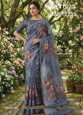 Floral Slate Gray Weaving Saree
