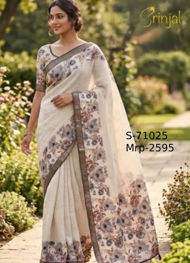 Elegant Floral Weaving Cotton Silk Saree