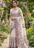 Elegant Weaving Floral Saree in Misty Lilac