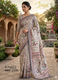 Elegant Floral Weaving Saree in Cream & Grey