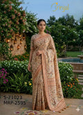 Brinjal Beige Woven Floral Saree