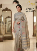 Elegant Pastel Gray Floral Weaving Saree