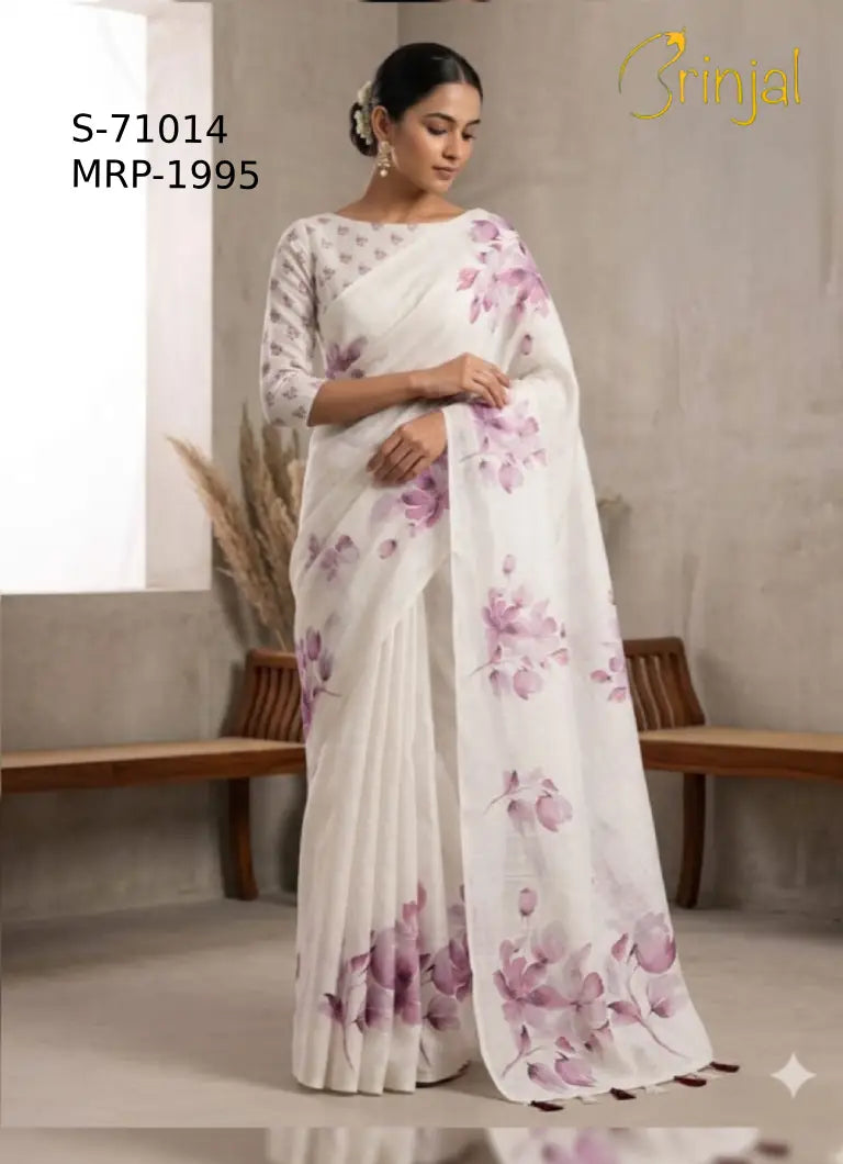Brinjal Soft Floral Weaving Saree